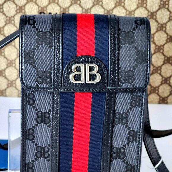 Balenciaga x Gucci The Hacker Project Street Style Crossbody Shoulder Bag Black - Picture 2 of 16